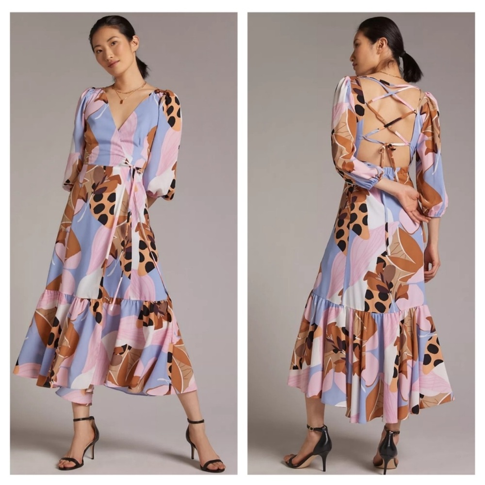 Anthropologie Hutch Bloom Wrap Midi Dress size XS